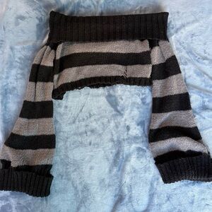 Elegant Black and Gray Striped Women's Cardigan